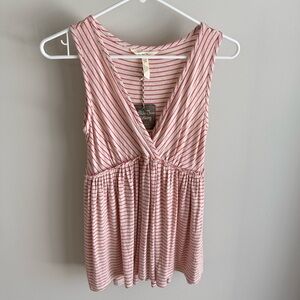 Matilda Jane Striped Baby Doll Tunic Tank Top - Red/Oatmeal - Size XS - NWT